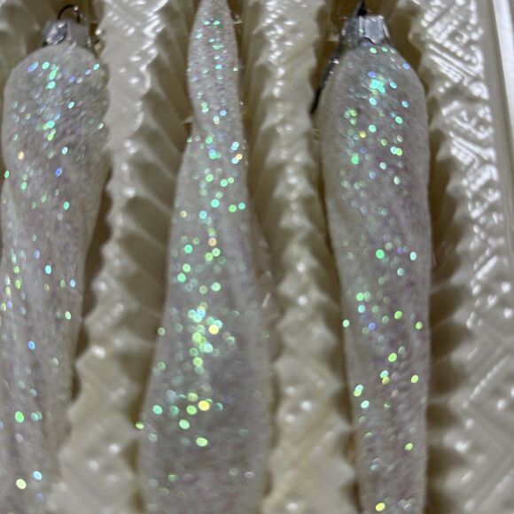 Vintage Commodore Christmas Classics Spiral Sparkle Icicle Glass Ornaments Box 4 - Picture 4 of 4